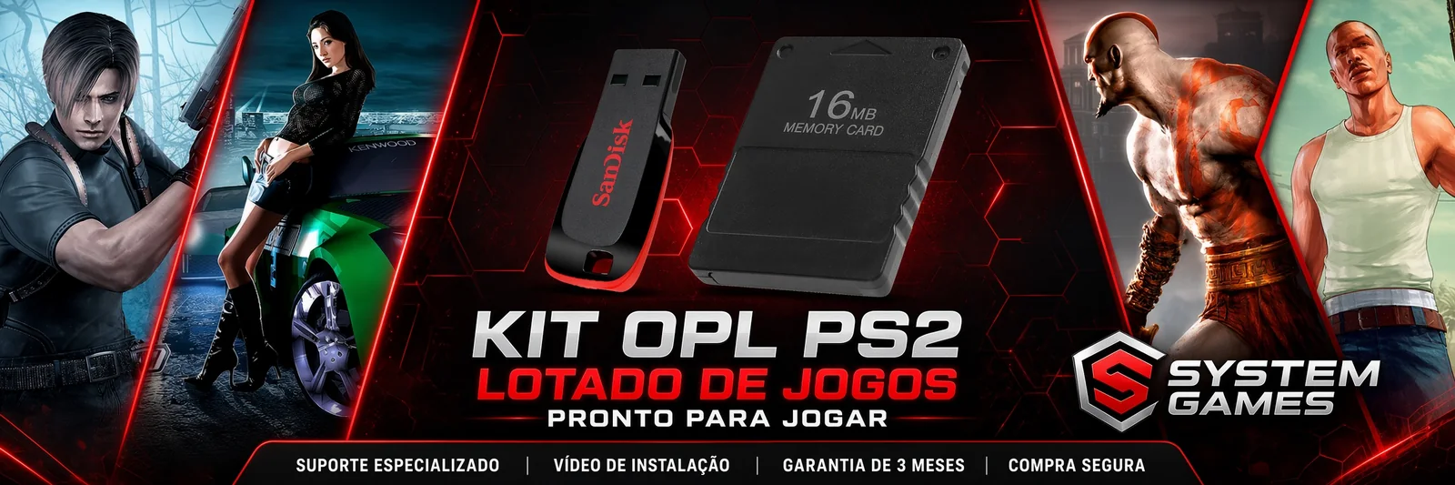 Kit OPL PS2 lotado de jogos, pronto para jogar